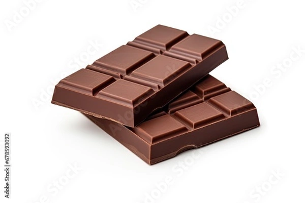 Fototapeta Decadent delight. Indulge in richness of dark chocolate on white background isolated. Sweet. Flavors in every bite. Bittersweet temptation