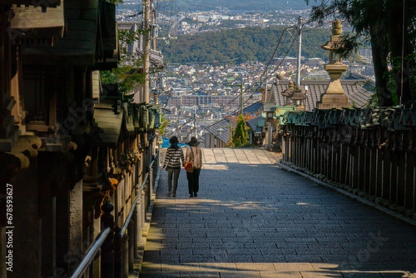 Obraz 風情あるお寺の階段風景