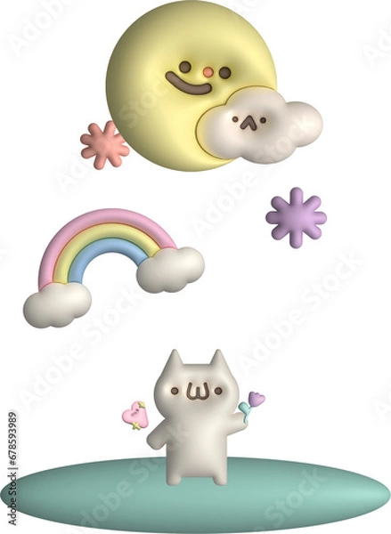 Obraz cute cat 3d render png