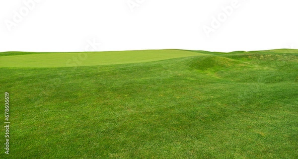 Fototapeta Golf course isolated over a transparent background. Png. Lush green grass meadow background, grass field texture.