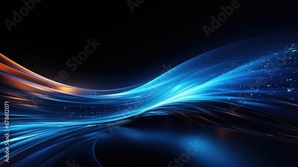 Fototapeta Abstract Waving Particle Technology Background Design. Abstract wave moving dots flow particles, hi-tech and big data background design for brochures, flyers, magazine, business card, banner.