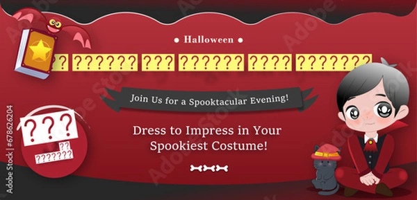 Fototapeta Vector paper style horizontal halloween banners set