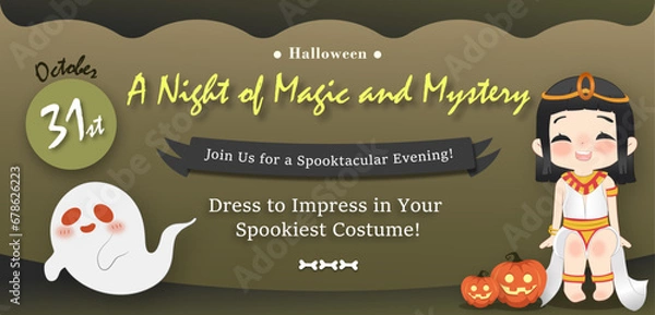 Fototapeta Vector paper style horizontal halloween banners set