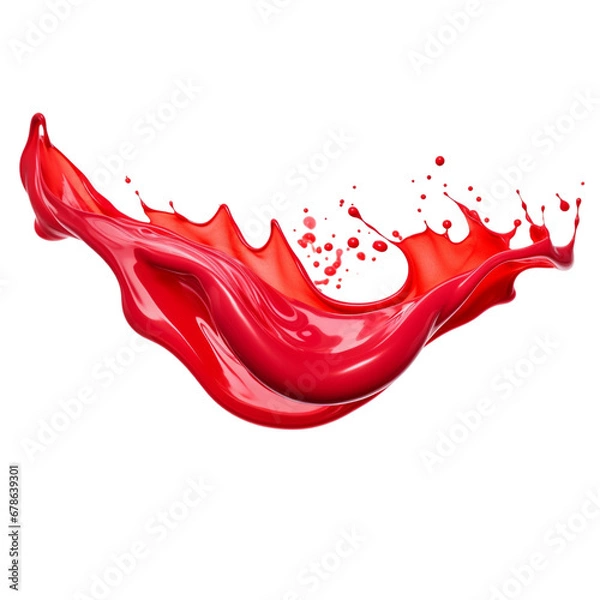 Fototapeta Red Splash isolated on white, AI generated