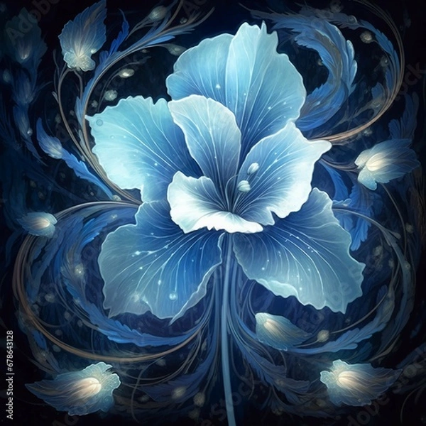 Obraz a blue flower flower abstract design on a dark background