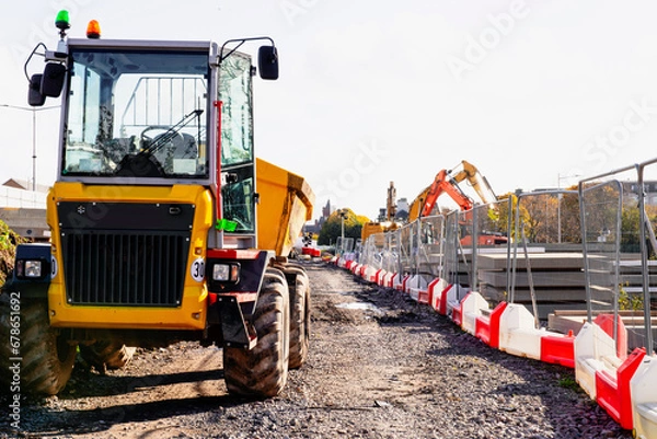 Fototapeta construction of railway tracks in the UK in autumn