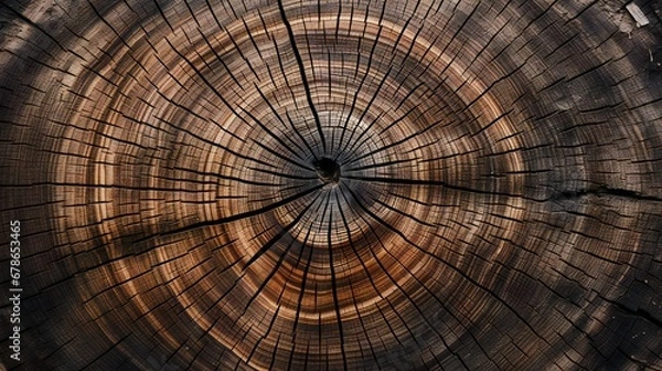 Fototapeta Eternal Echoes in Wood: An Artistic Perspective of a Tree Stump's Symmetrical Beauty