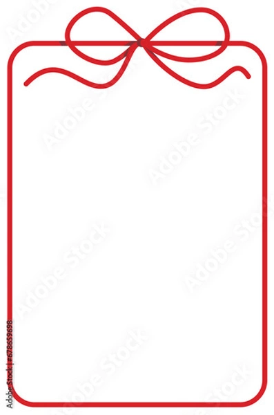 Fototapeta Red String Bow and Frame, Two Colours Vector Illustration