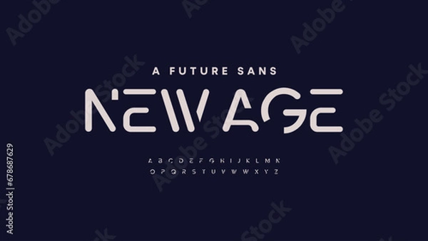 Fototapeta Futuristic modern creative font. Alphabet designs fonts set a to z. Display font technology rounded typeface.