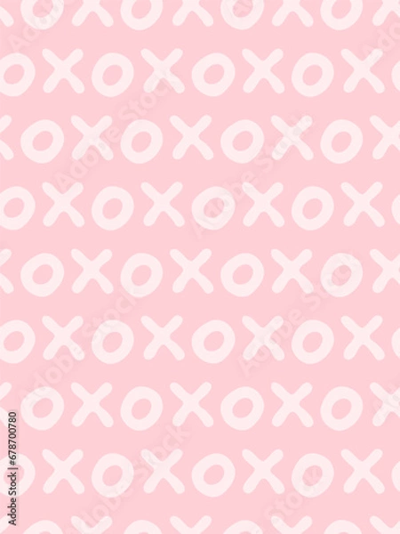 Fototapeta Seamless vector pattern with xoxo text. Valentine's day background, cover template. 
