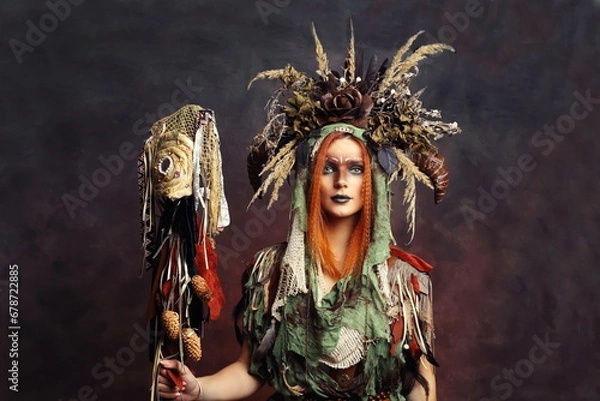Fototapeta Fantasy tribal shaman woman