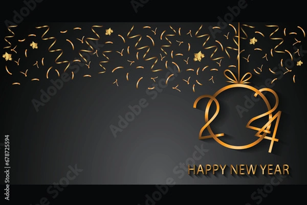 Obraz 2024 happy new year background for your seasonal invitations, covers, festive posters greetings cards.