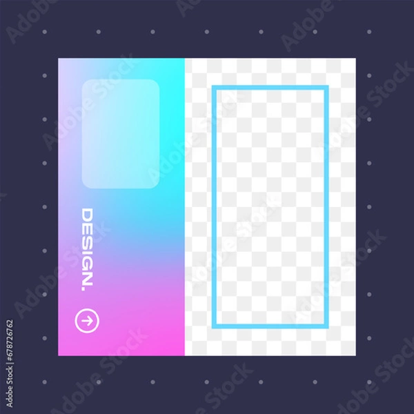 Fototapeta Colorful square gradient background. Social media frame vector illustration.