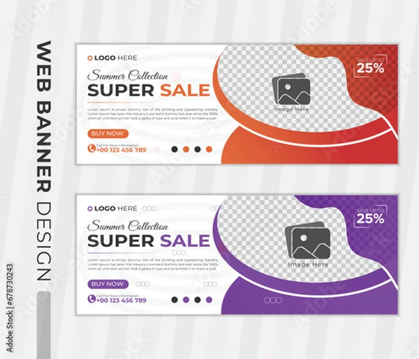 Fototapeta  Modern web banner template, Corporate Business social media cover or web banner, abstract web banner design template