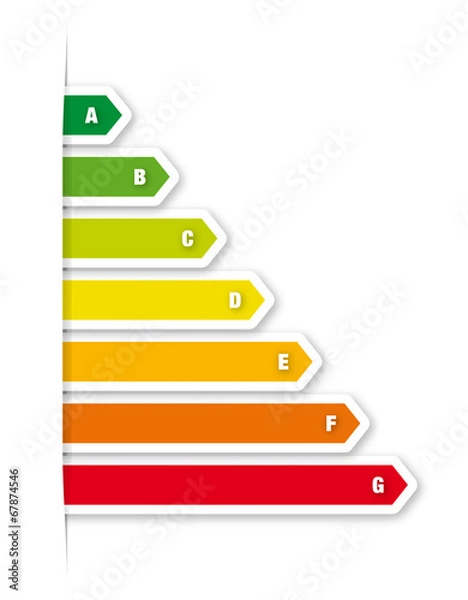 Obraz Energy efficiency classes diagram through cut in paper