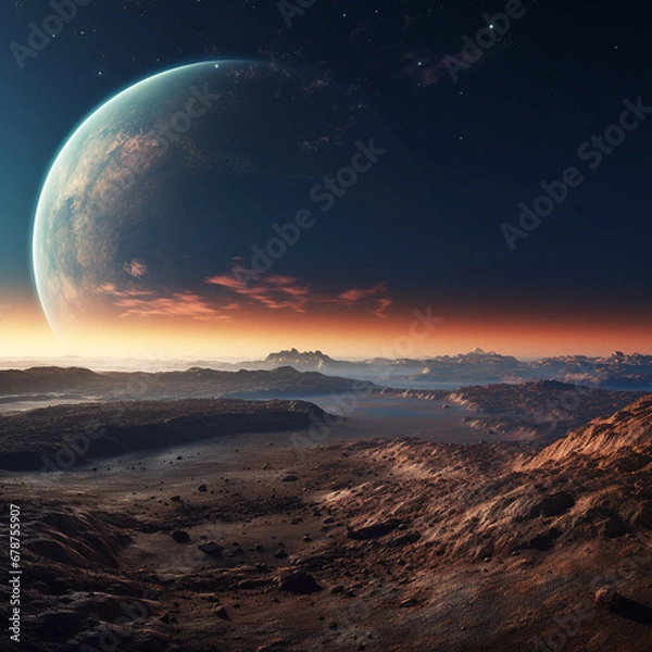 Fototapeta the moon over the space created with Generative Ai