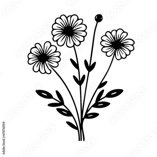 Obraz line drawing, line art png, line art prints, spring clipart, line art rose, rose clipart, floral svg, flower png, wildflower svg, flower clipart, bouquet svg, tattoo svg, line art, svg files, svg file