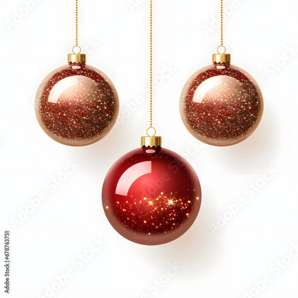 Fototapeta Exquisite Christmas ornament balls, perfect for adorning New Year festival parties. Isolated on a transparent PNG background, these luxurious Xmas glass ball elements add a touch of elegance to your c