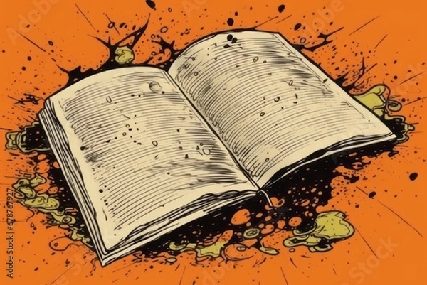 Fototapeta Comic Book and Journal Orange Grunge Background and Texture. Generative AI