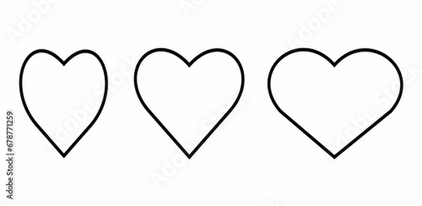 Obraz Collection of heart illustrations, Love symbol icon set, love symbol vector.