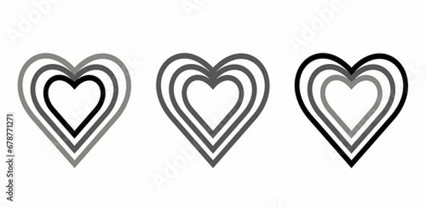Obraz Collection of heart illustrations, Love symbol icon set, love symbol vector.