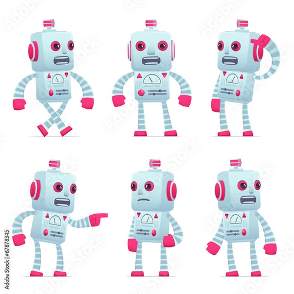 Fototapeta set of robot character in different poses