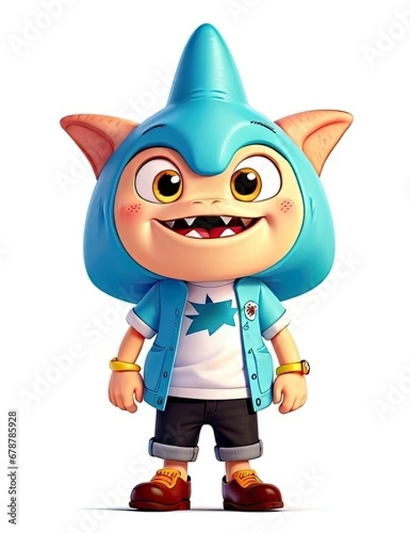 Fototapeta 3d Render of Little boy with halloween costume on white background
