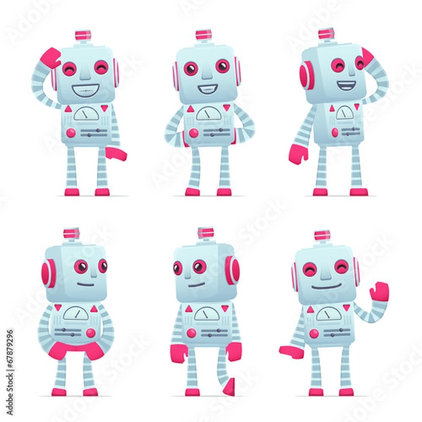Fototapeta set of robot character in different poses