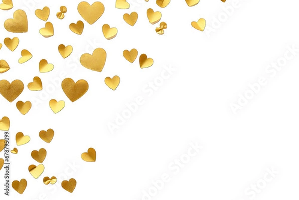 Fototapeta Elegant gold heart paper scattered On Transparent Background