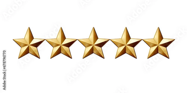 Fototapeta Elegant Five Gold Stars On Transparent Background