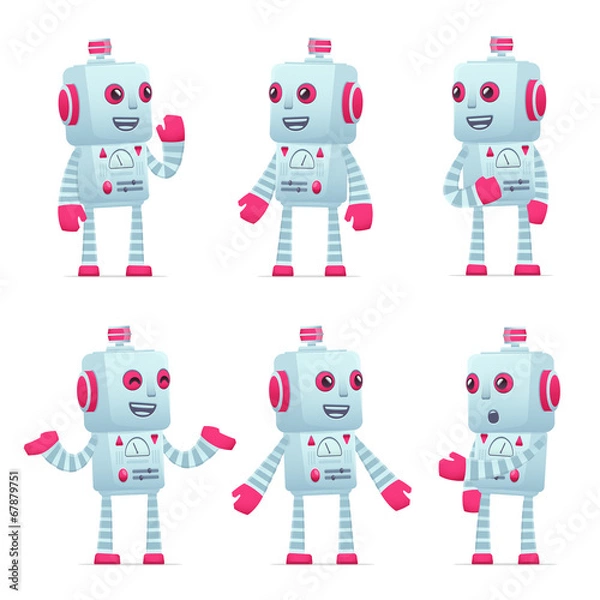 Fototapeta set of robot character in different poses