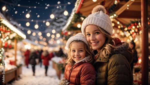 Fototapeta Besuch auf dem weihnachtsmarkt, generated image
