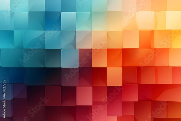 Fototapeta Geometric blue and red pixel pattern background