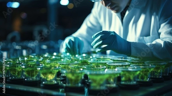Obraz scientist working with test tubes in laboratory