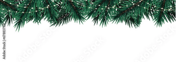 Obraz Vector Christmas Branches Border with light