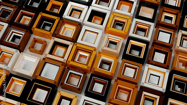 Fototapeta yellow and black 3d background abstract. Satisfying abstract minimalist geometric cubes.