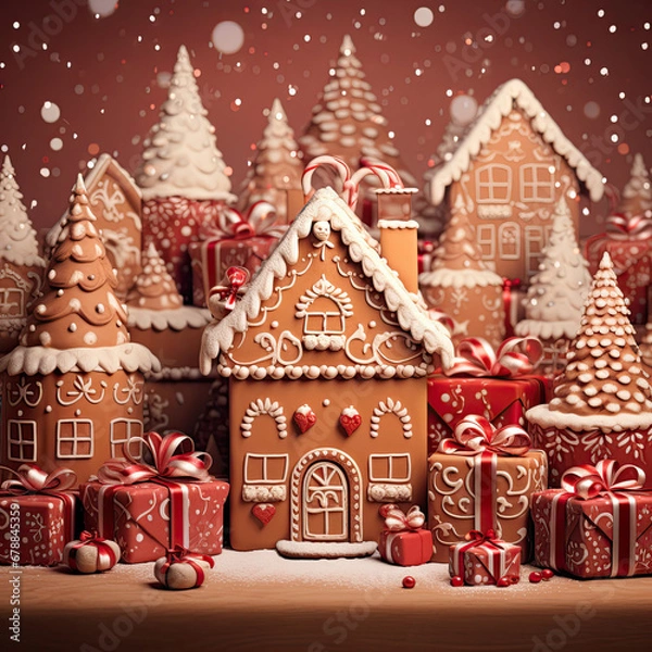 Obraz Christmas Cookie and Gingerbread Background