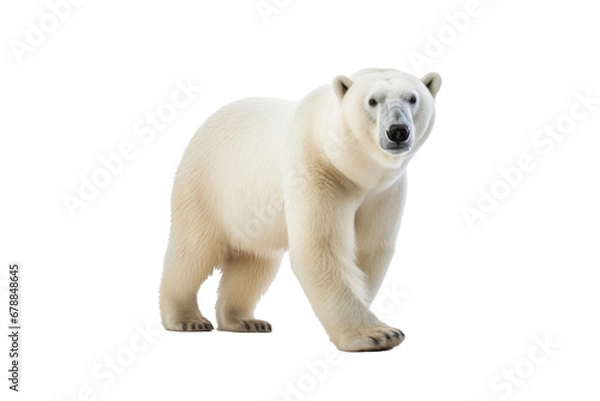 Fototapeta A polar bear isolated on a transparent background.