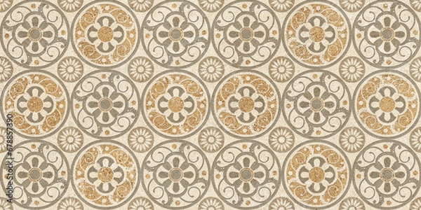 Obraz seamless pattern with circles, rustic high lighter tile decor, ceramic wall decorative tile design, interior and exterior wallpaper