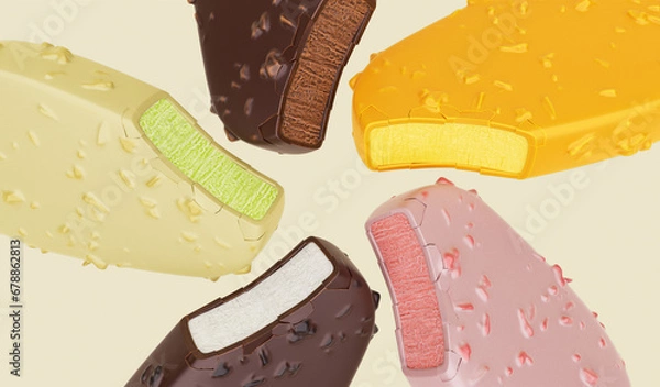 Obraz Swirl of 5 types of ice cream