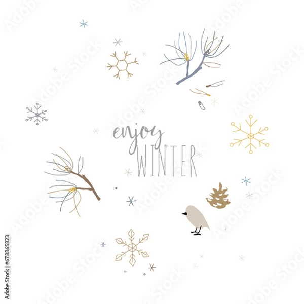 Fototapeta Set of winter elements