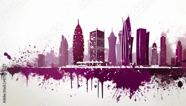 Fototapeta abstract artwork of the Doha Qatar Skyline