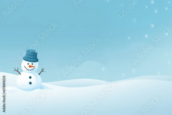 Fototapeta Snowman in the snow. Christmas and winter background