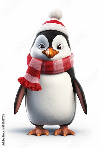 Obraz A cute cartoon Christmas penguin