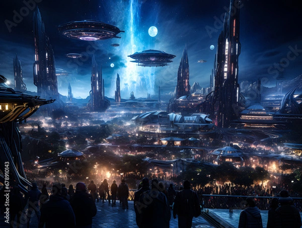 Obraz Spaceport on a Distant Planet. Generative ai.