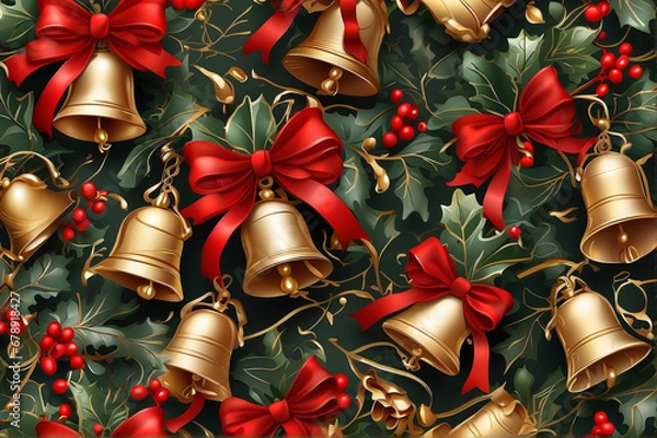 Fototapeta christmas bells on red background