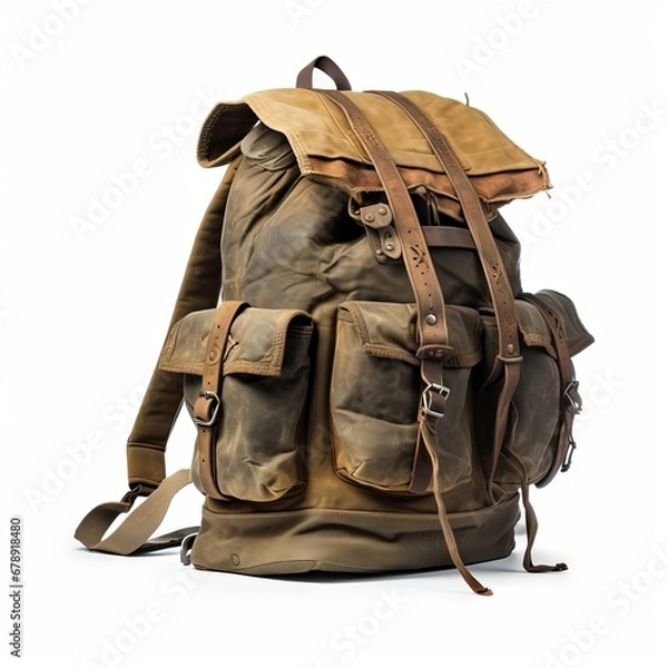 Obraz rugged travel backpack isolated on white background