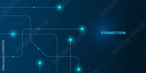 Obraz Geometric Circuit connect lines and dots, Network technology and Connection concept. Simple technology graphic background. Vector Illustration.