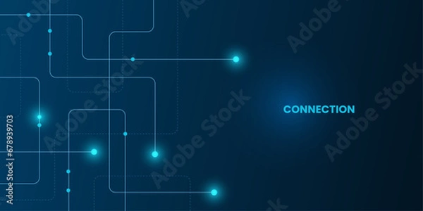 Obraz Geometric Circuit connect lines and dots, Network technology and Connection concept. Simple technology graphic background. Vector Illustration.