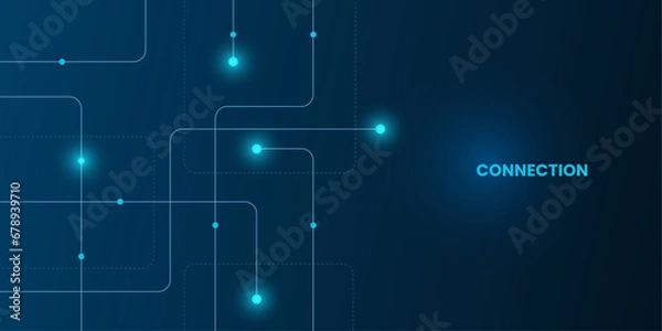 Obraz Geometric Circuit connect lines and dots, Network technology and Connection concept. Simple technology graphic background. Vector Illustration.